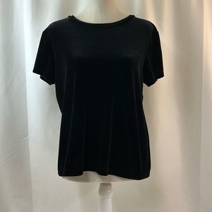 Abercrombie & Fitch Boxy Black Velvet Velour Boyfriend T-Shirt Size Small
